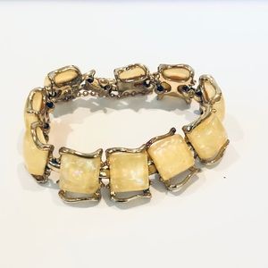 Coro Sparkly Yellow Thermoset Bracelet Signed